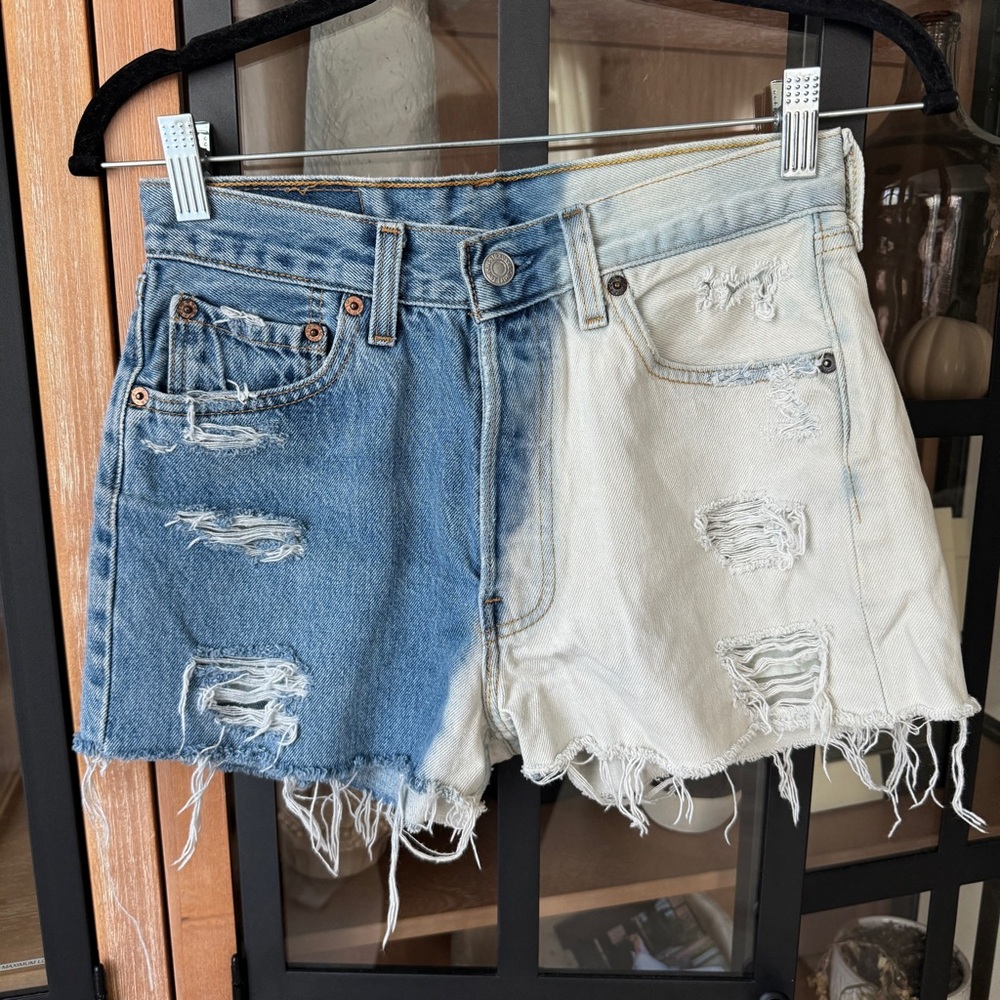 Levi's Blue and White Jean Shorts